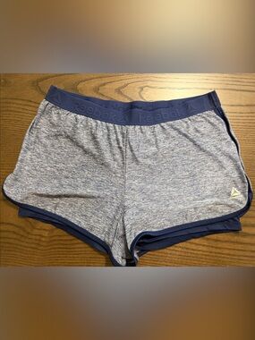 Reebok Gray Heathered Shorts with Navy Waistband